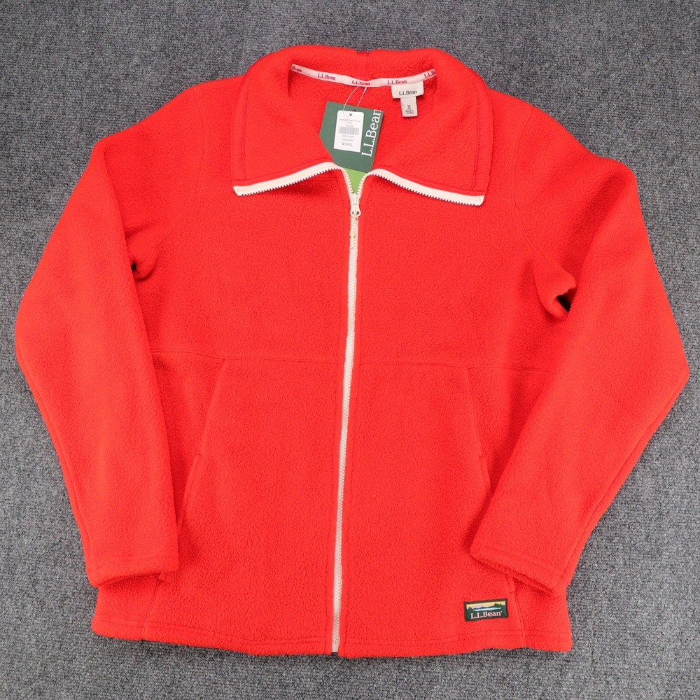 L.L.Bean 515104 Womens Katahdin Fleece Full Zip Jacket Vibrant Orange M